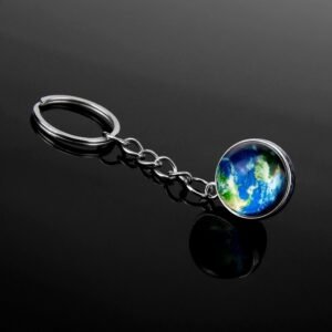 EARTH GLOBE GLASS KEYCHAIN