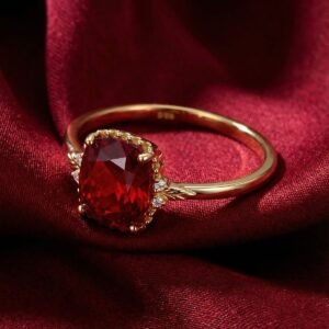 LAXURY CUSHION-CUT RUBY GOLD RING